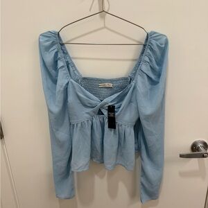 Abercrombie & Fitch Sky Blue Ruched Blouse
